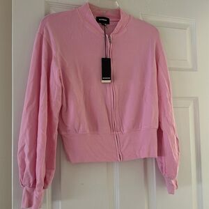MONROW Light Weight Fleece Bubble Gum Pink Super Soft Zipper Sweatshirt (S) BNWT